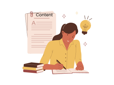 Girl learning and writing content for website– iConnectDM Ghaziabad