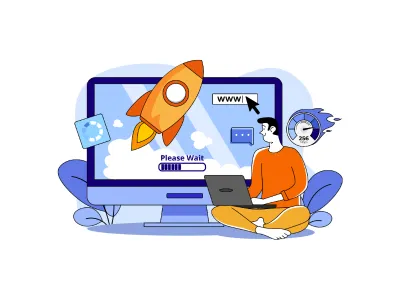 Website development services by iConnect Digital Marketing with speed optimization illustration