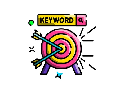 Keyword research illustration with target and arrows – SEO training at iConnectDM Ghaziabad