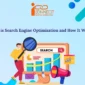 Illustration of search engine optimization with charts, magnifying glass, and digital marketing elements - iConnectDM