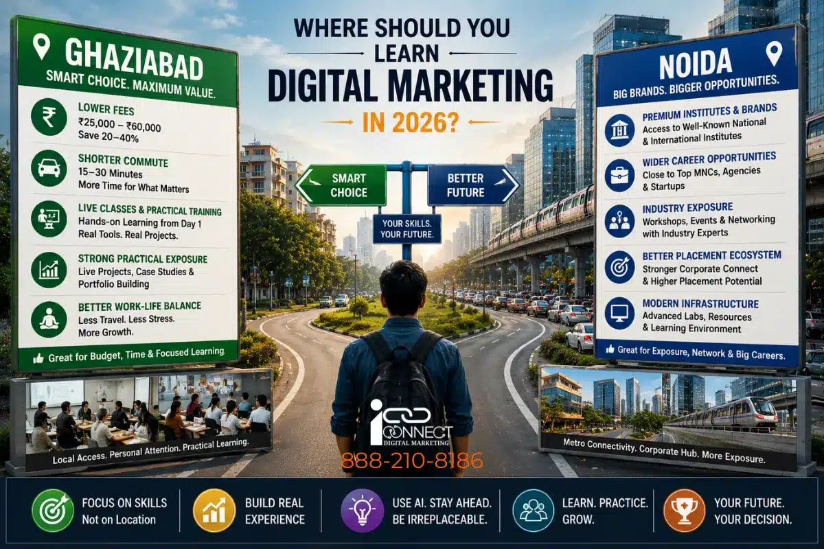 Student attending digital marketing training course in Ghaziabad with comparison to Noida institutes