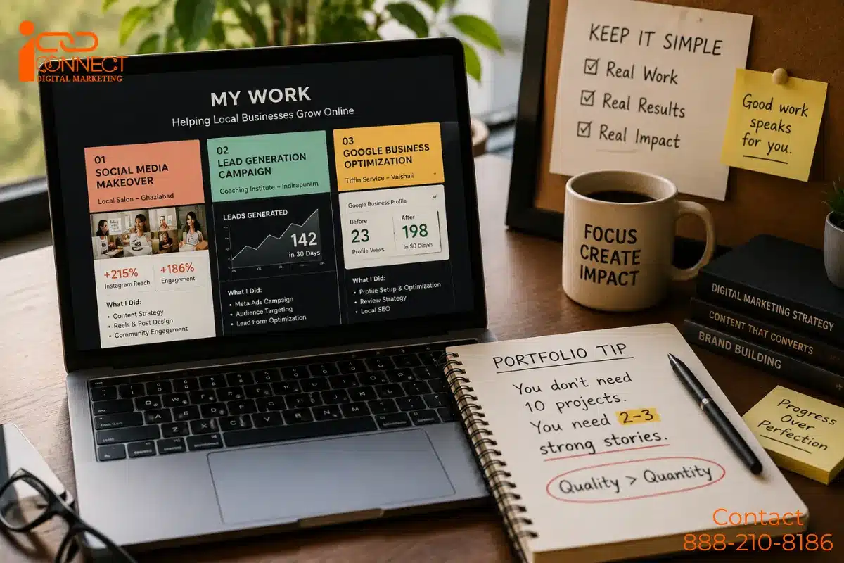 Digital marketing portfolio examples for beginner freelancers