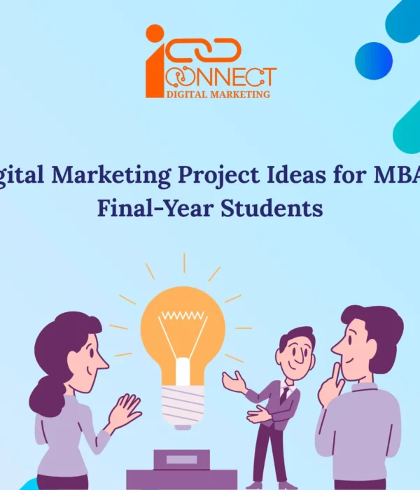 Digital marketing project ideas for students including SEO, Google Ads, analytics, and social media strategies