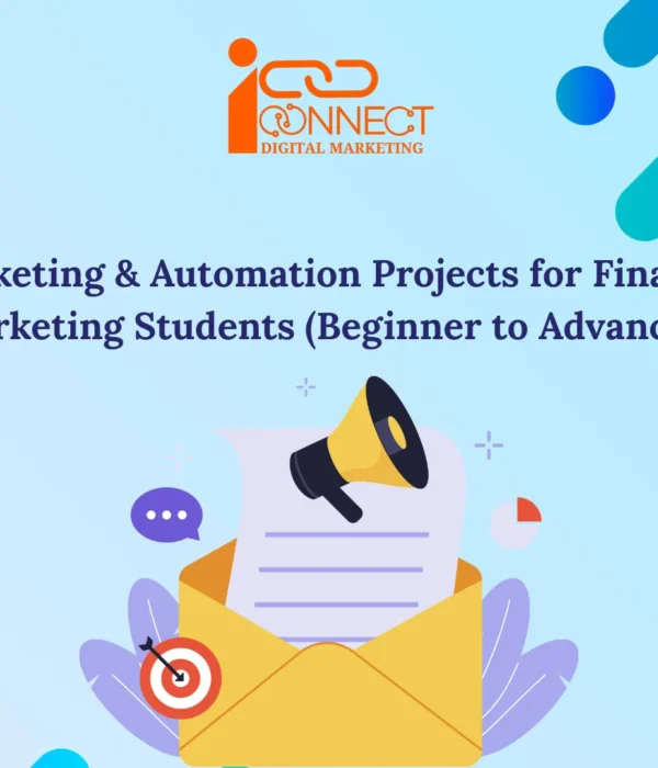 Email marketing and automation projects for final year digital marketing students featuring email campaign illustration and marketing automation concepts.