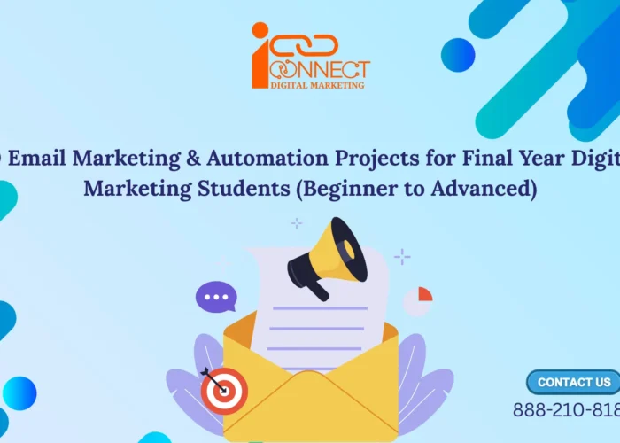 Email marketing and automation projects for final year digital marketing students featuring email campaign illustration and marketing automation concepts.