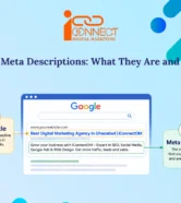 Infographic explaining the difference between an SEO title and a meta description, showing how both appear in Google Search results and influence search visibility and click-through rate.