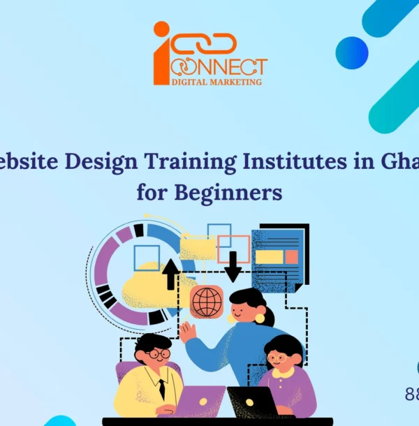 Illustration highlighting the top website design training institutes in Ghaziabad for beginners, featuring students learning web design, UI/UX, and website development skills.
