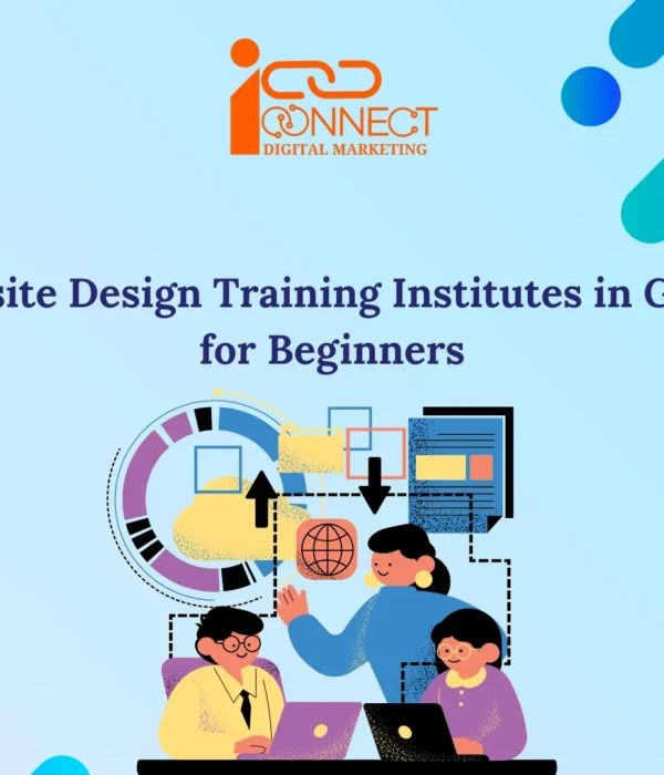 Illustration highlighting the top website design training institutes in Ghaziabad for beginners, featuring students learning web design, UI/UX, and website development skills.