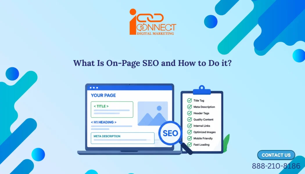 On-page SEO checklist with title tags, meta descriptions, headings, content, internal links, images and mobile optimization