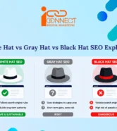 White hat, gray hat and black hat SEO comparison showing safe, risky and prohibited SEO practices