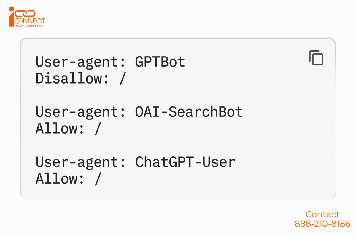 Robots.txt setup blocking GPTBot while allowing OAI-SearchBot and ChatGPT-User