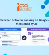 Comparison between ranking on Google Search and being mentioned by AI platforms for digital marketing visibility