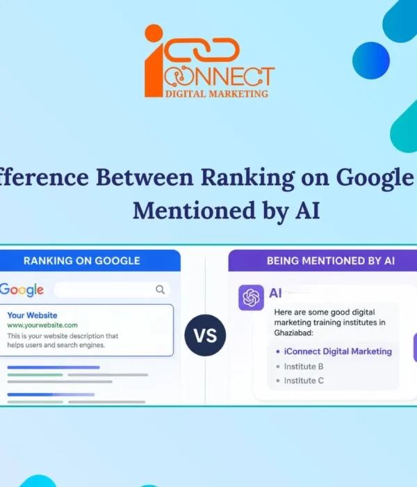 Comparison between ranking on Google Search and being mentioned by AI platforms for digital marketing visibility