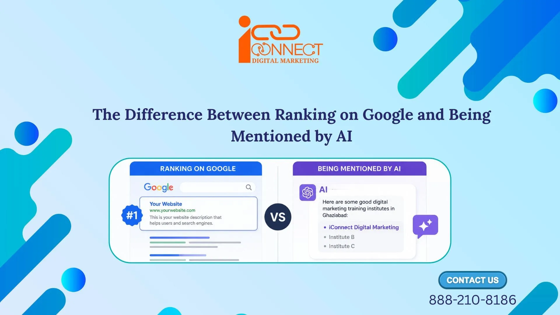 Comparison between ranking on Google Search and being mentioned by AI platforms for digital marketing visibility