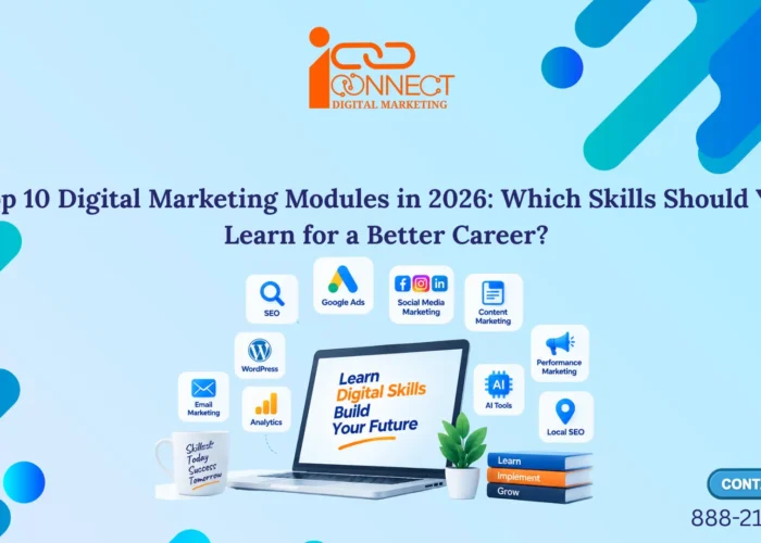 Top 10 digital marketing modules to learn in 2026, including SEO, Google Ads, analytics, content marketing and AI